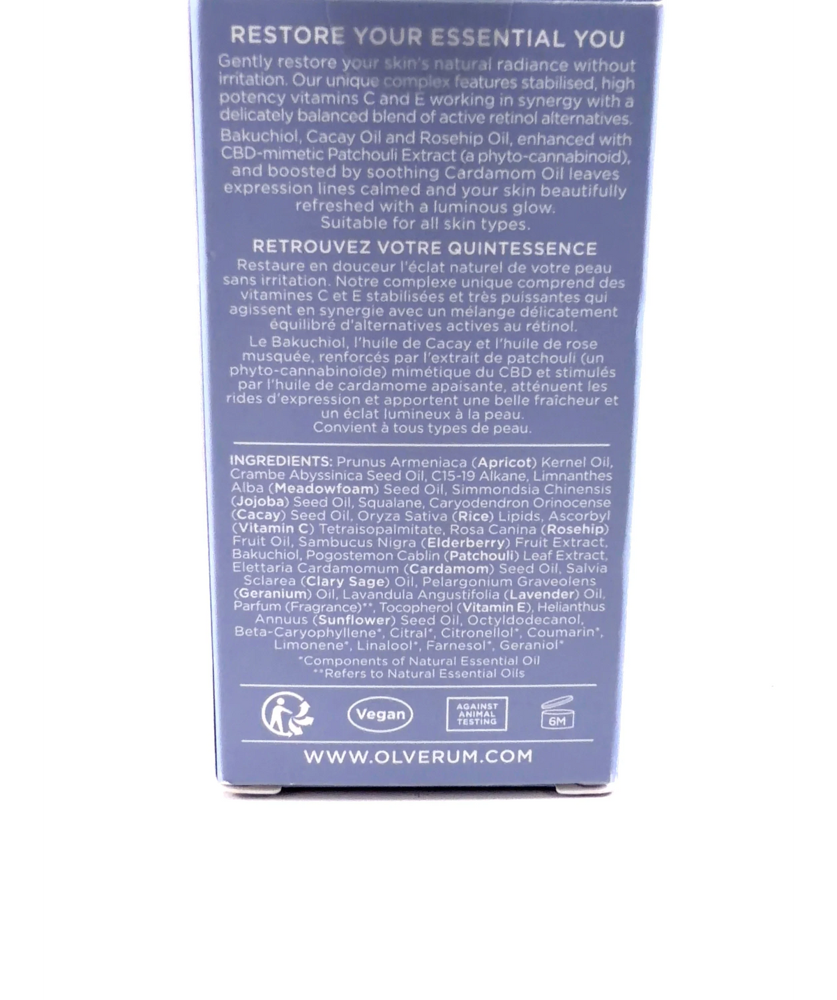 olverum Pure Radiance Facial Oil, size 30ml — fabric detail