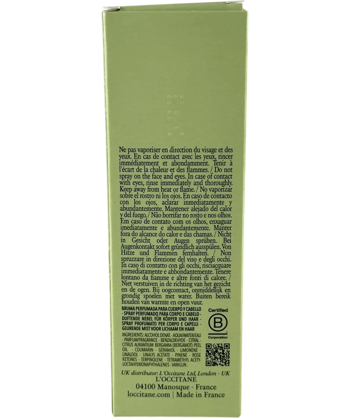 Loccitane AMANDE SUBLIME, size 100ml — back