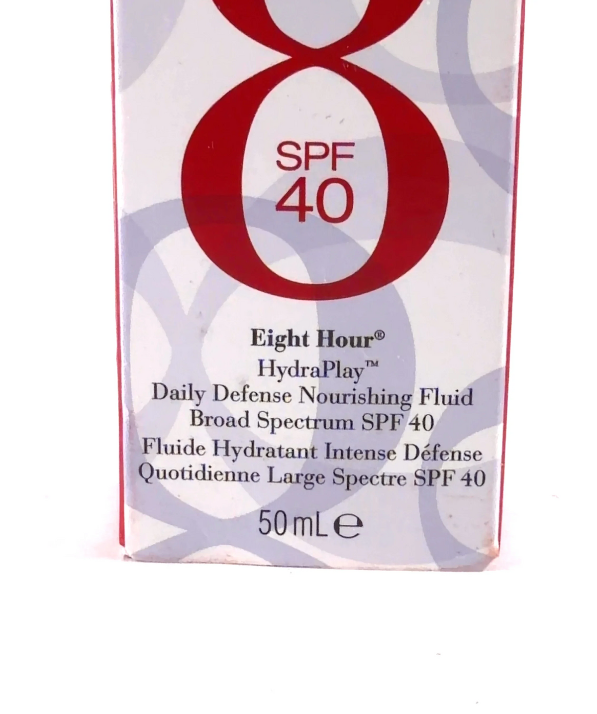 Elizabeth Arden Eight Hour HydraPlay Daily Defense Nourishing Fluid Broad Spectrum SPF 40, size 50ml — care label