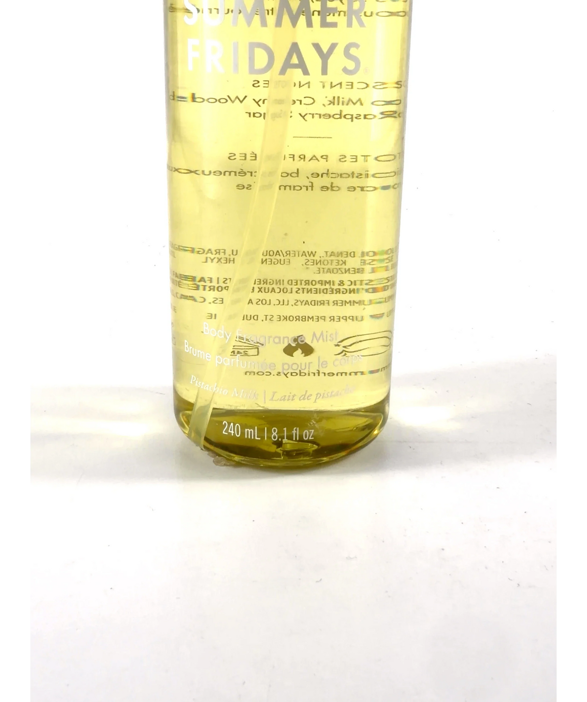 Summer Fridays Pistachio Milk Pistachio Milk Body Fragrance Mist, size 240ml — care label