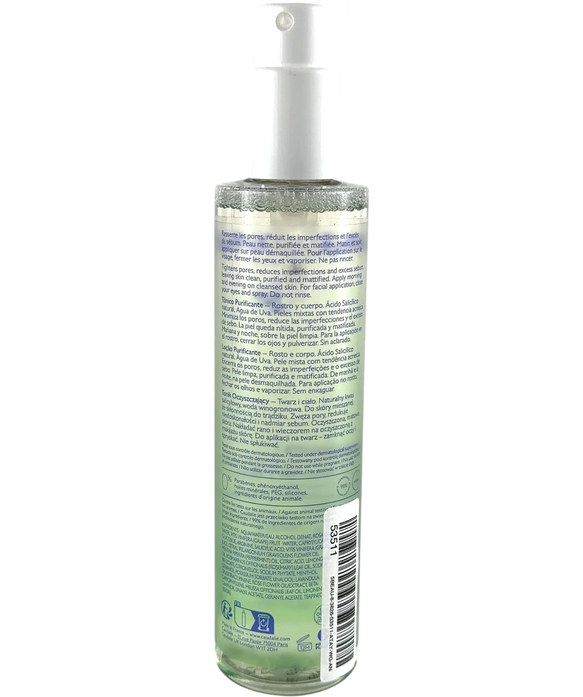 Caudalie Vinopure, size 200ml — back