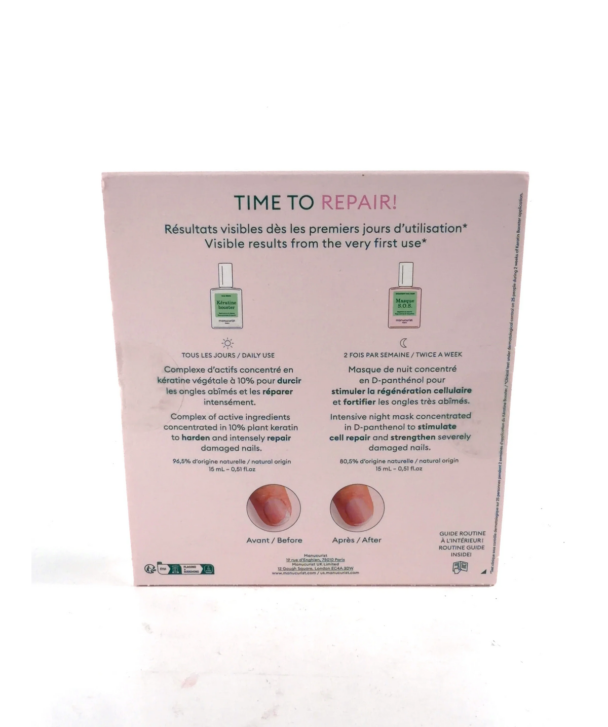 Manucurist Duo Day & Night Regenerating Nail Care Routine, size 15ml — care label