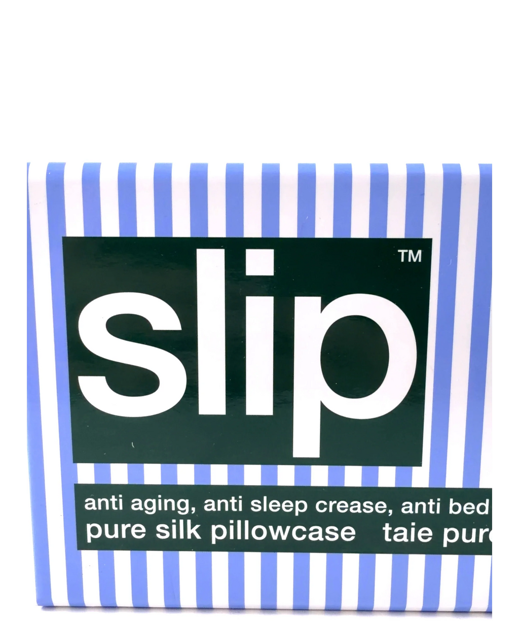 Slip Slip Pure Silk Queen Pillowcase Game Day Stripe — label