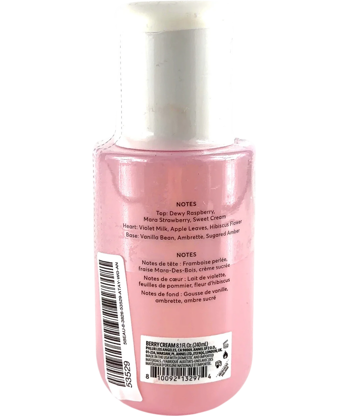 Phlur BERRY CREAM, size 240ml — back