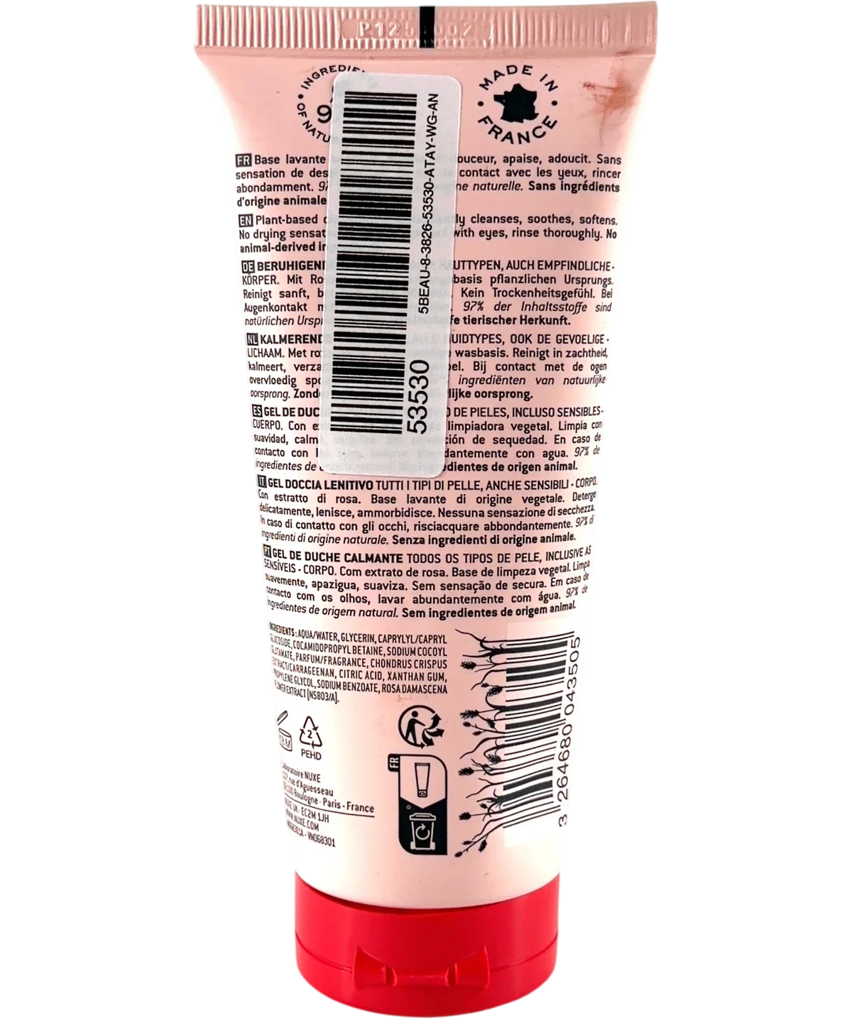 Nuxe Nuxe Very Rose Soothing Shower Gel 100ml, size 100ml — back