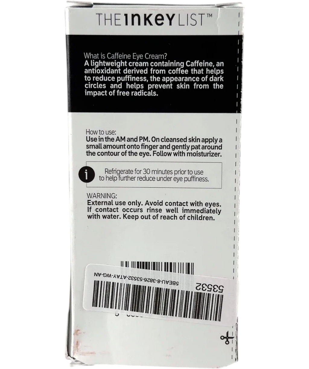 The Inkey List CAFFEINE EYE CREAM, size 15ml — back