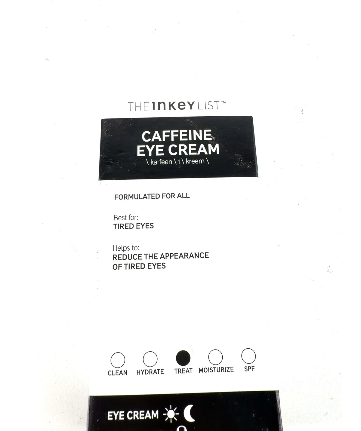 The Inkey List CAFFEINE EYE CREAM, size 15ml — label