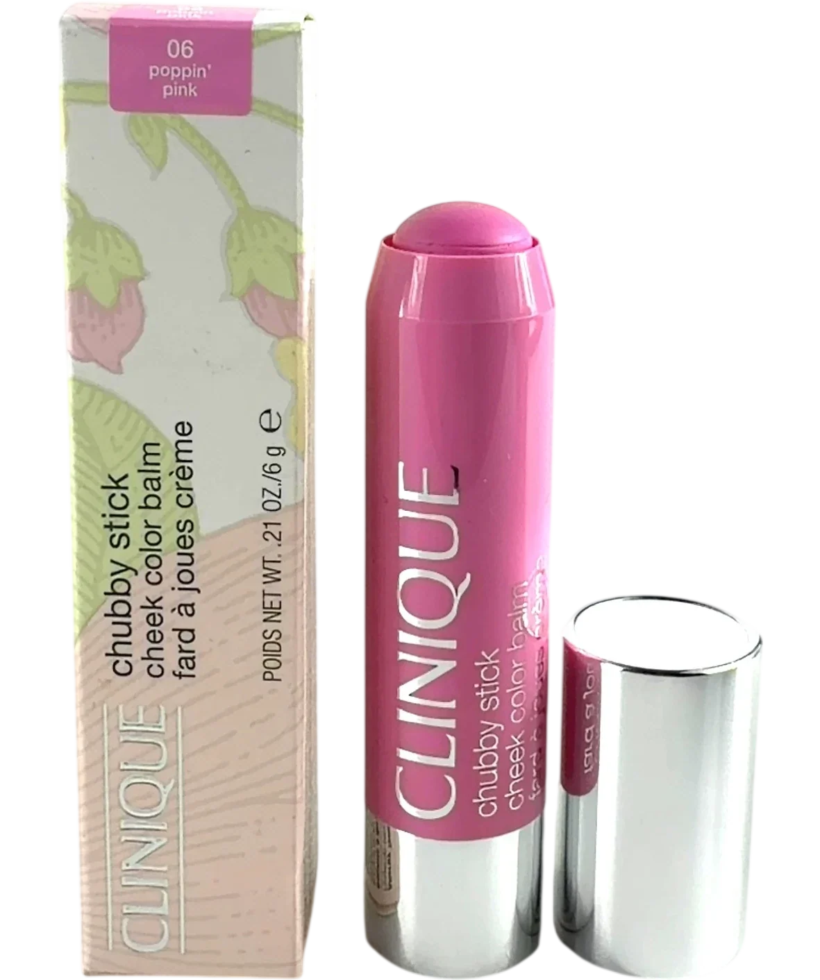 Clinique 06 poppin' pink Clinique Chubby Stick Cheek Colour Balm 06 Poppin' Pink 6g, size 6g — front