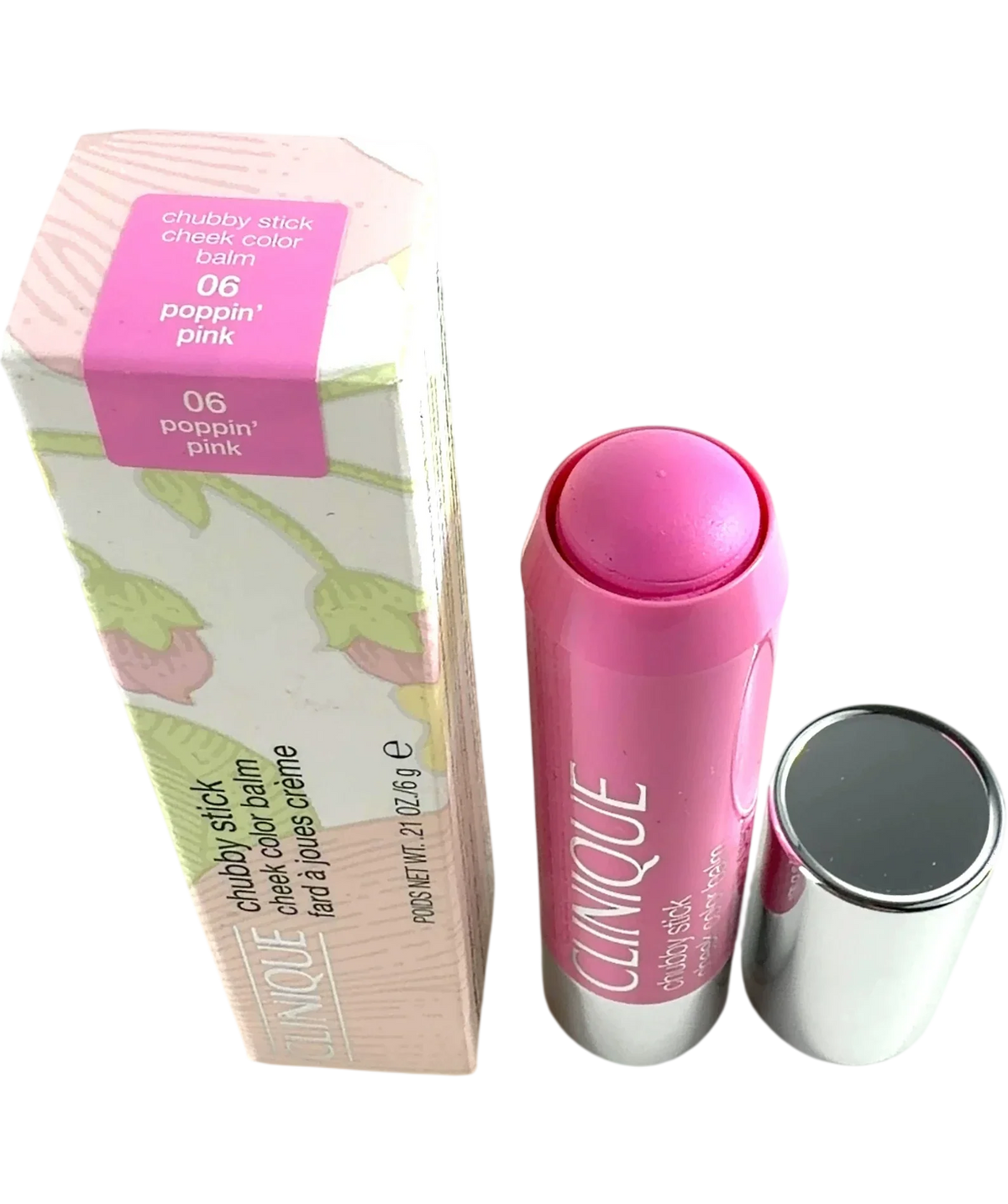 Clinique 06 poppin' pink Clinique Chubby Stick Cheek Colour Balm 06 Poppin' Pink 6g, size 6g — back