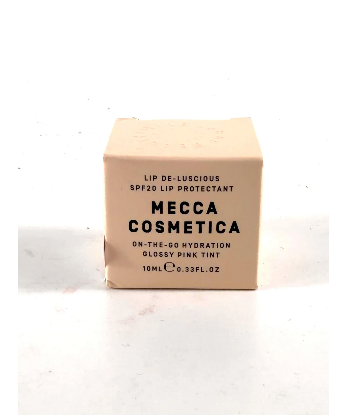 mecca cosmetica GLOSSY PINK TINT Lip De-Luscious SPF20 Lip Protectant, size 10ml — label