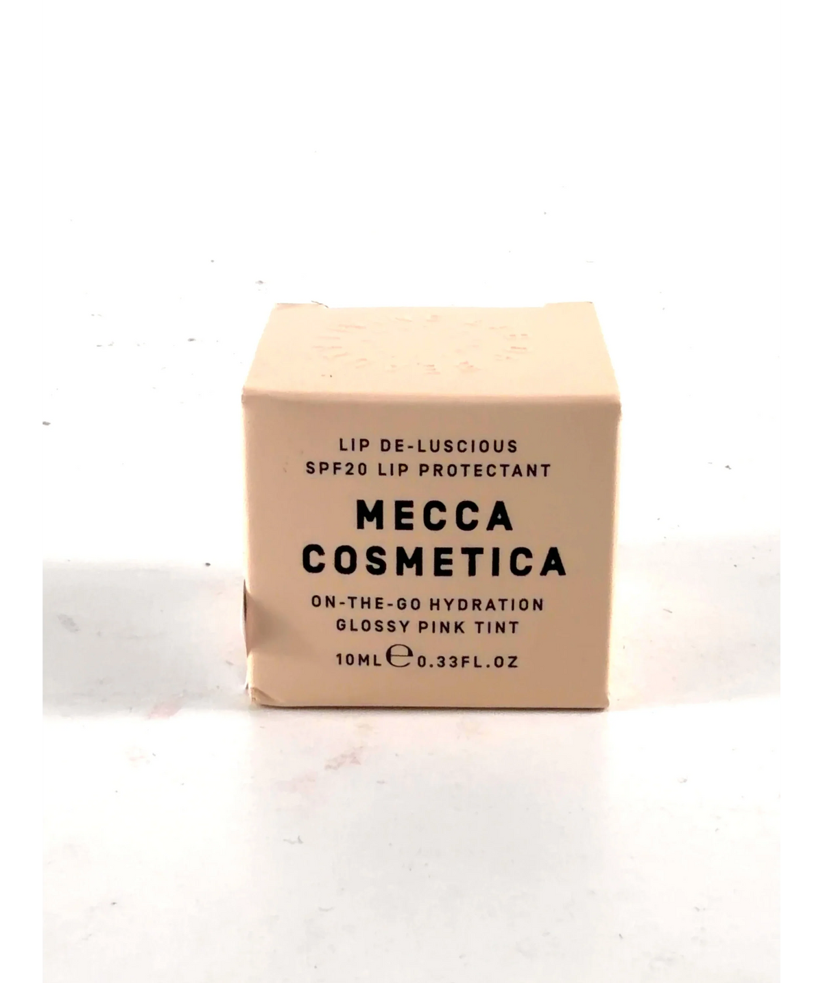 mecca cosmetica GLOSSY PINK TINT Lip De-Luscious SPF20 Lip Protectant, size 10ml — care label