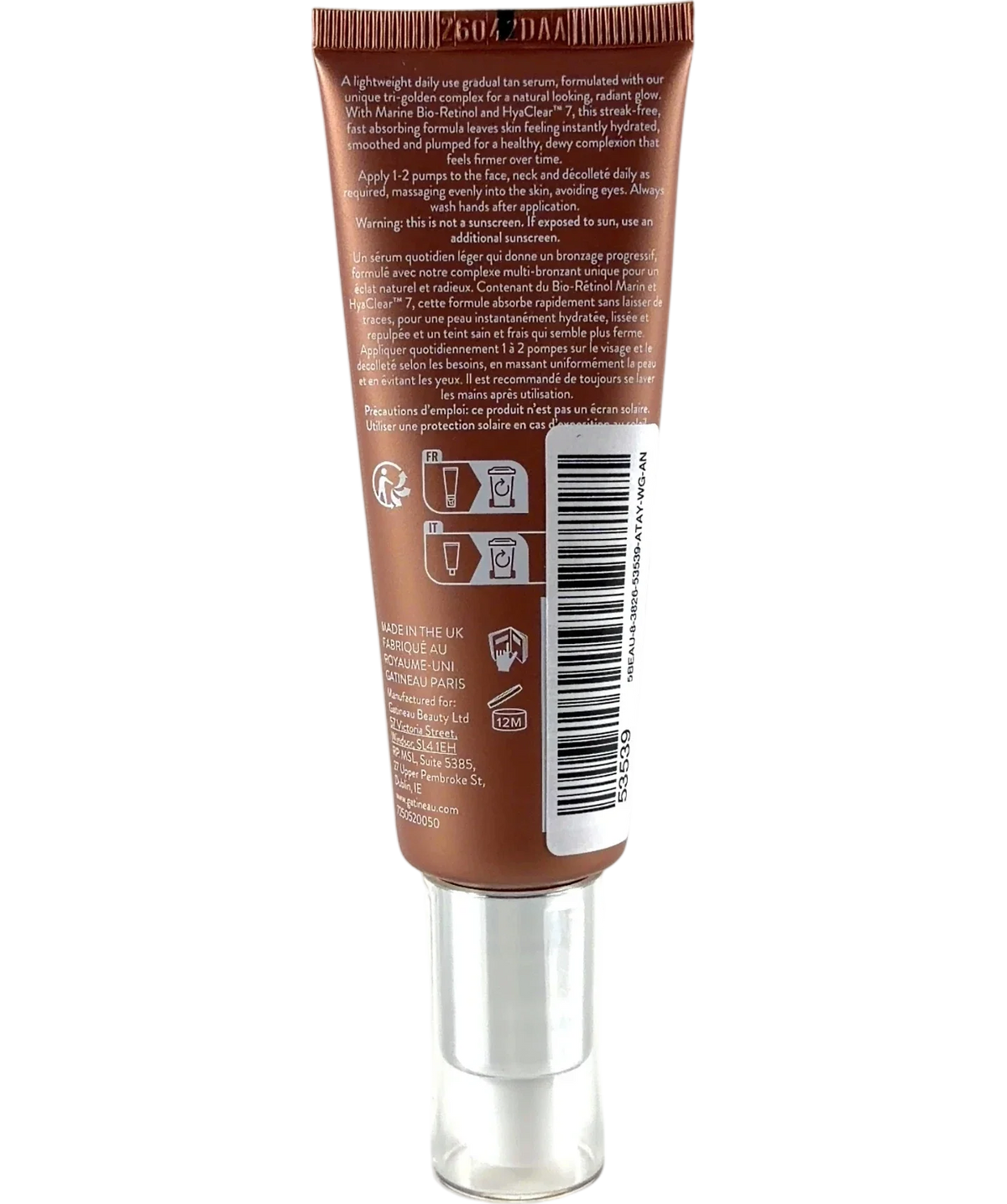 gatineau LIGHT / MEDIUM GOLDEN GLOW GRADUAL TAN FACE SERUM, size 50ml — back