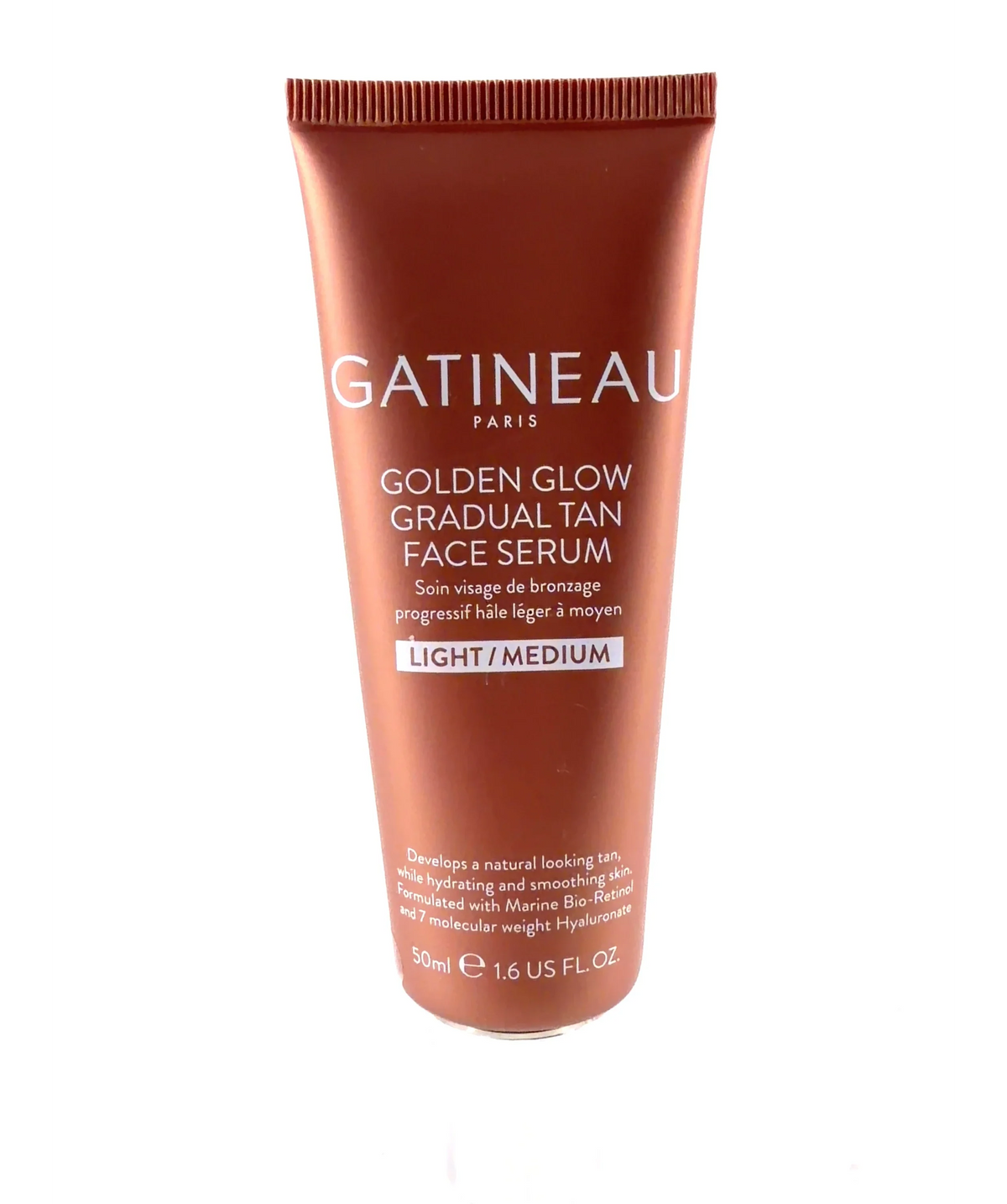 gatineau LIGHT / MEDIUM GOLDEN GLOW GRADUAL TAN FACE SERUM, size 50ml — label