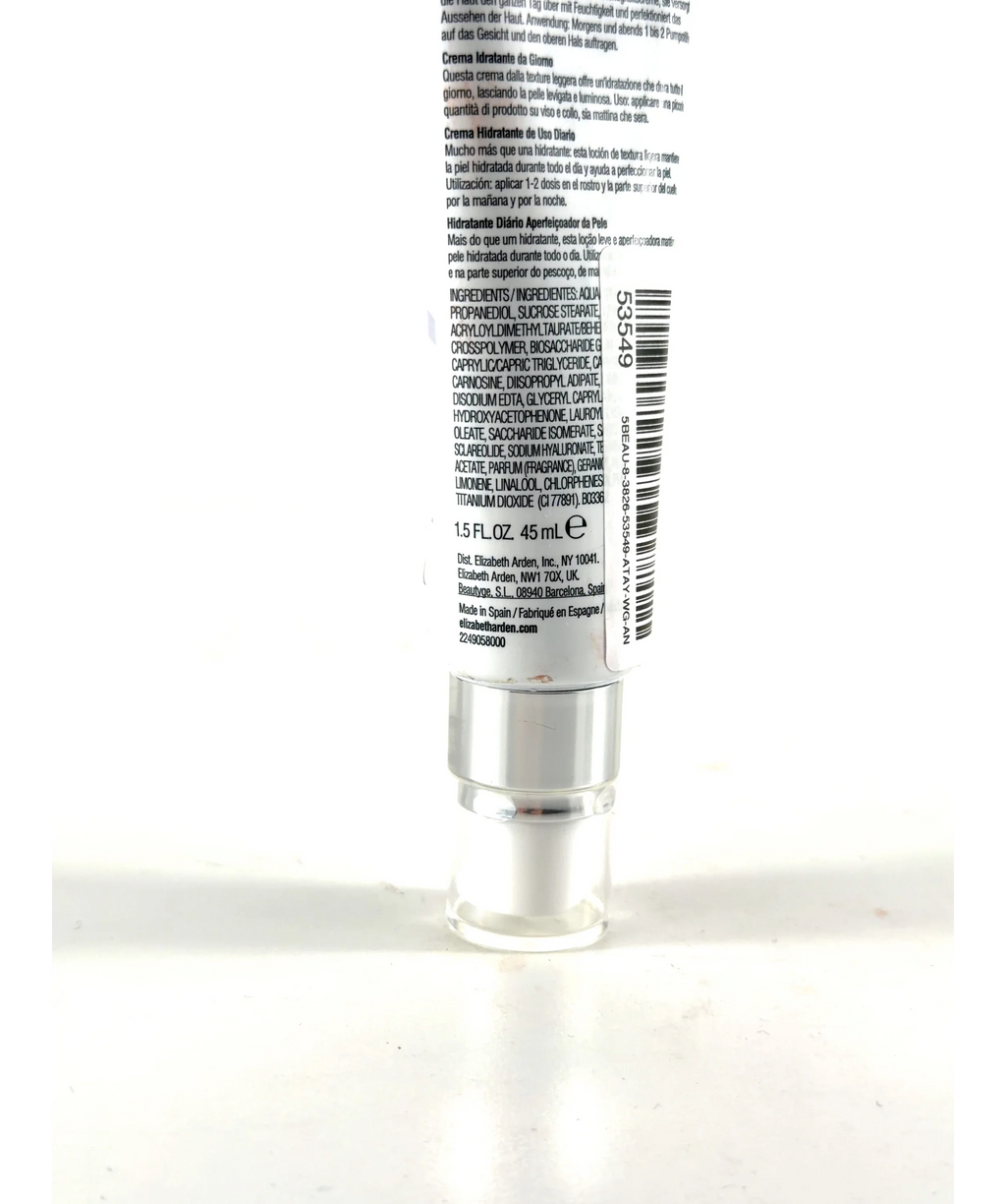 Elizabeth Arden Eight Hour HydraPlay Skin Perfecting Daily Moisturizer, size 45ml — care label