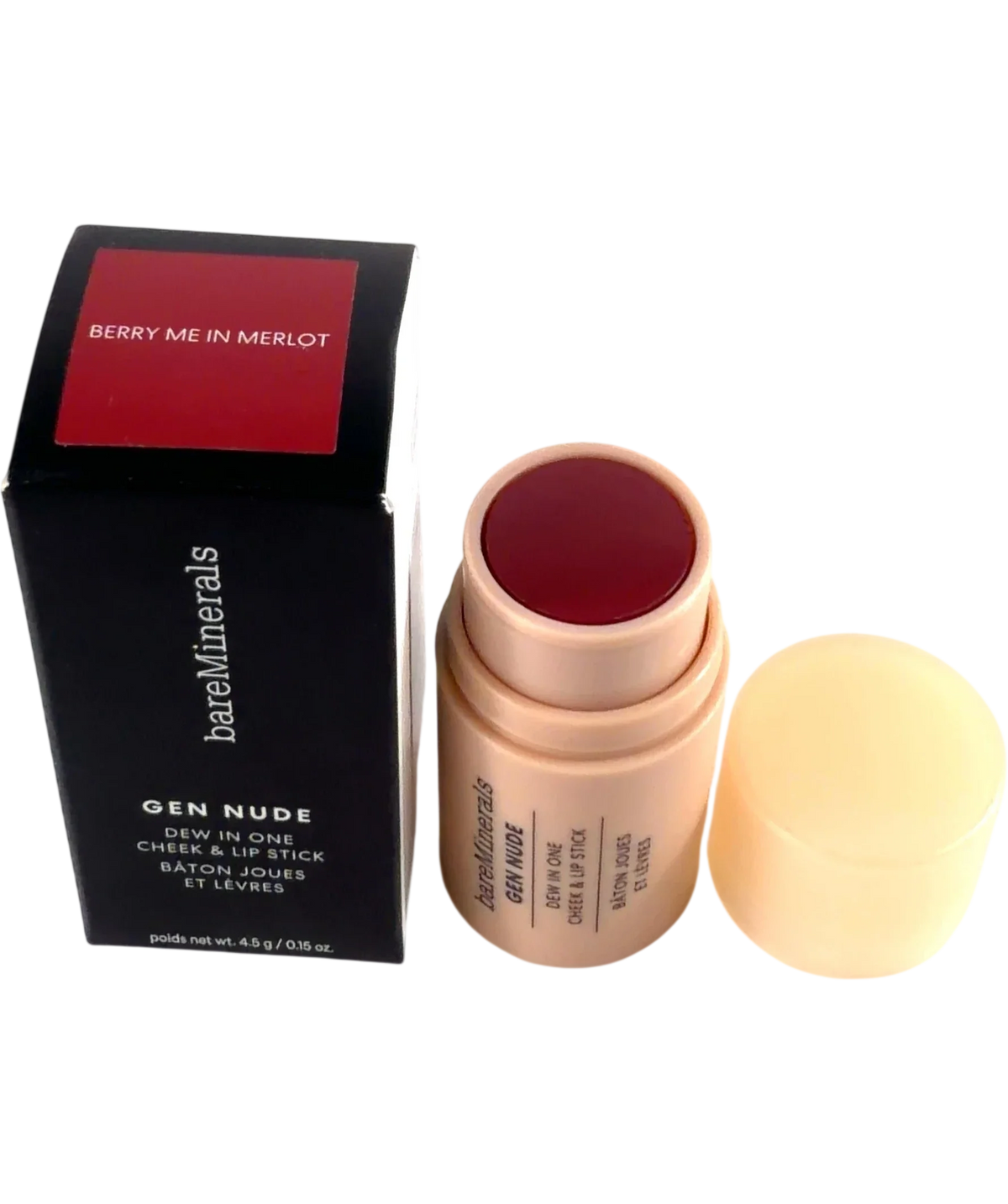 bareMinerals BERRY ME IN MERLOT GEN NUDE Dew in One Cheek & Lip Stick, size 4.5g — back