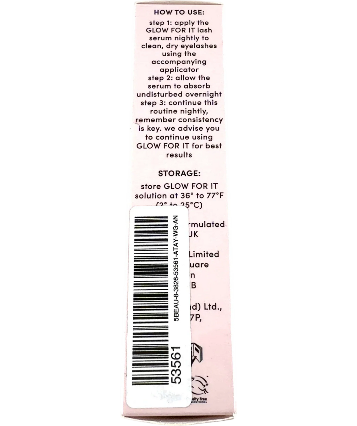 glow for it LASH SERUM, size 3ml — back