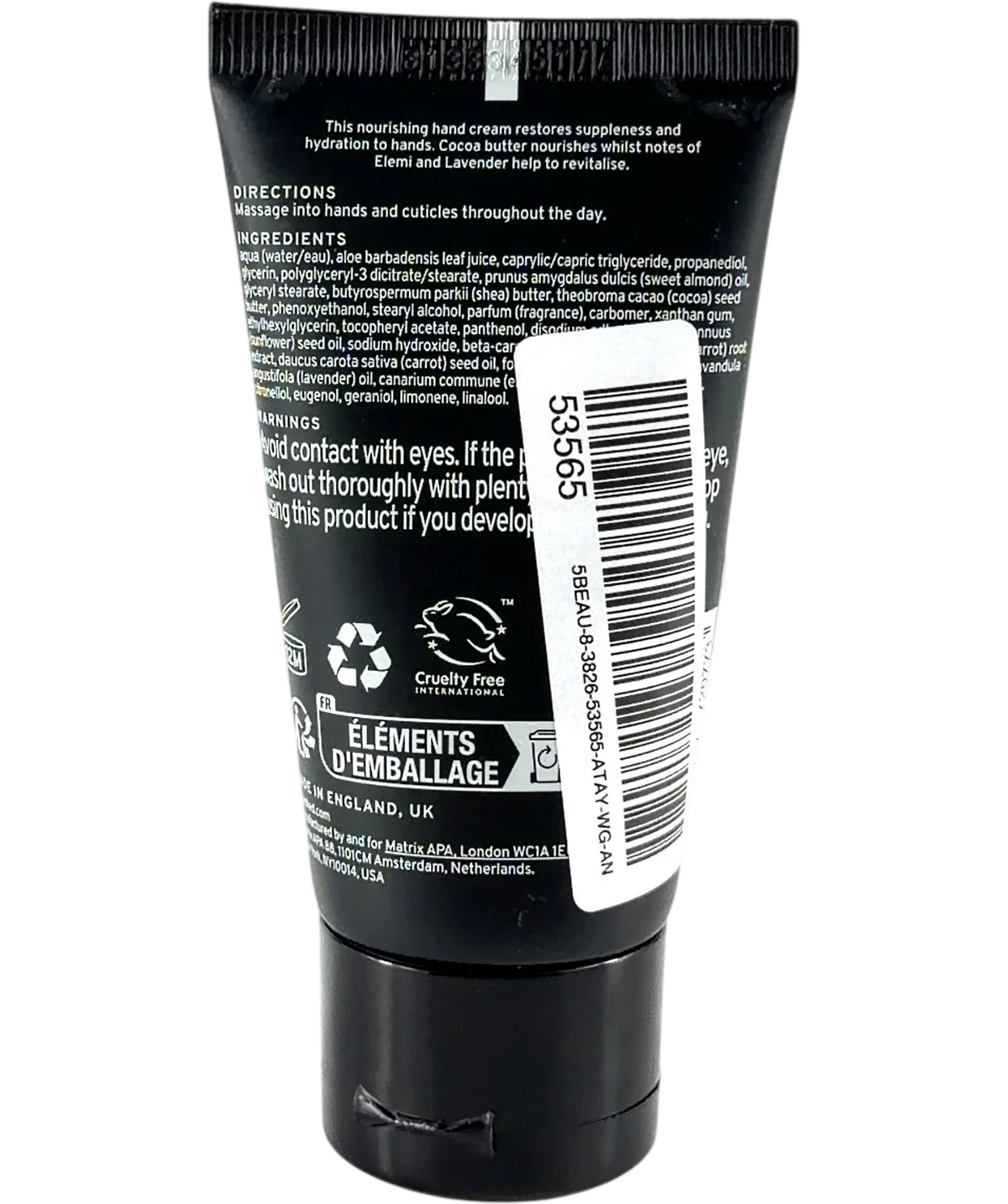 Cowshed Hydrate Hand Cream, size 50ml — back