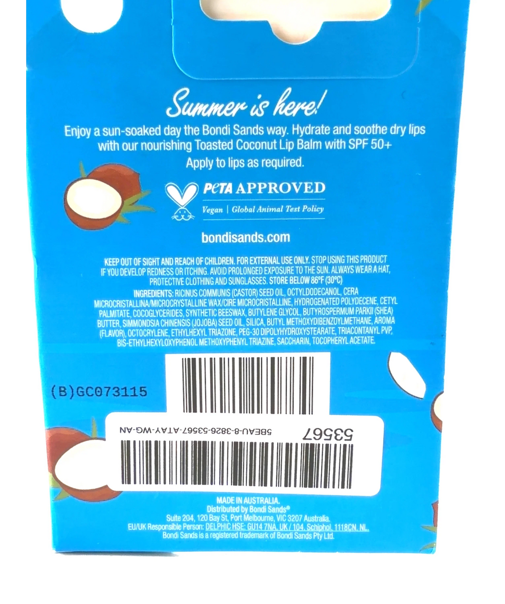 Bondi Sands Toasted Coconut LIP BALM with SPF 50+ TOASTED COCONUT, size 10g — fabric detail