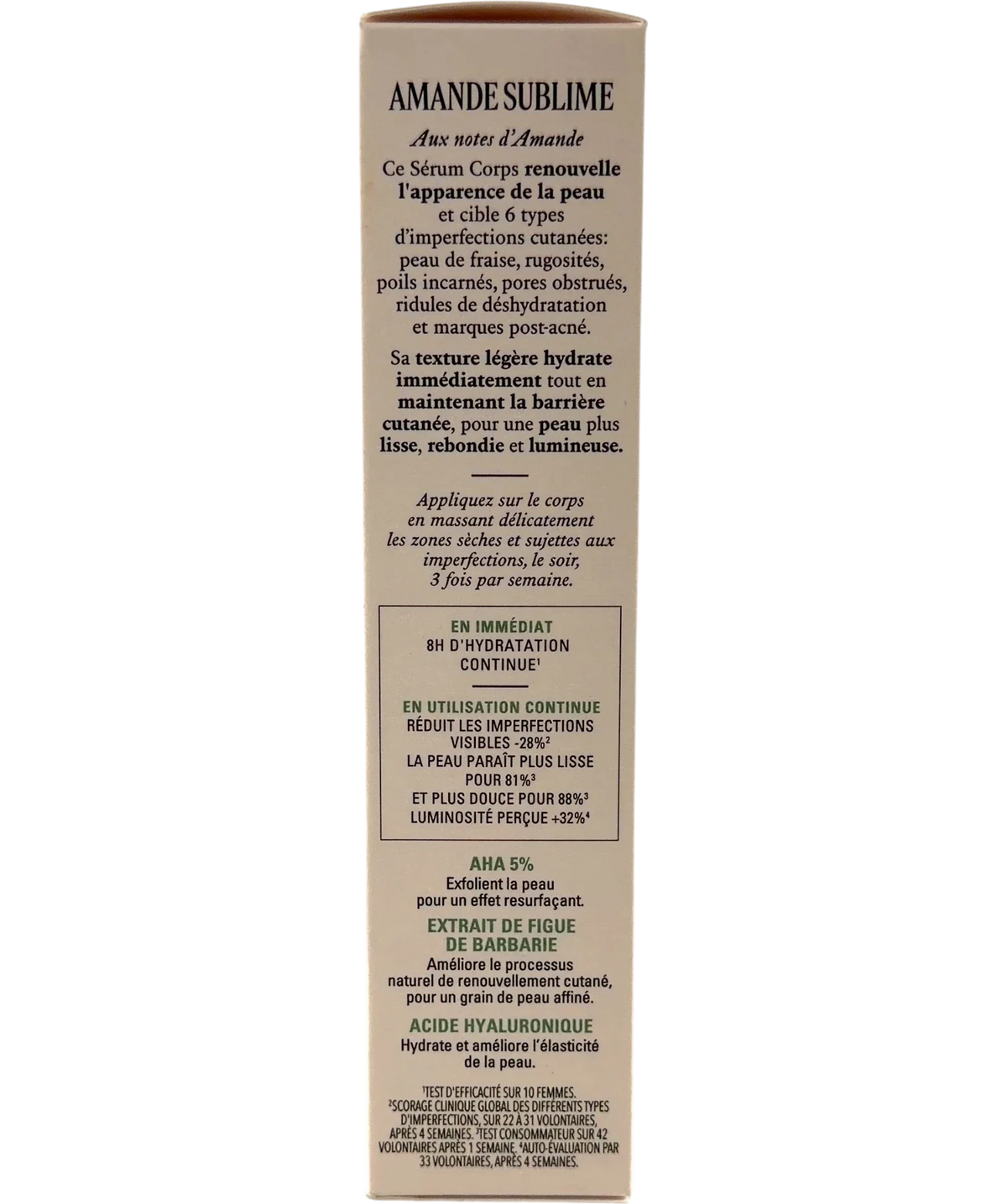 Loccitane Amande Sublime Resurfacing Body Serum, size 100ml — back
