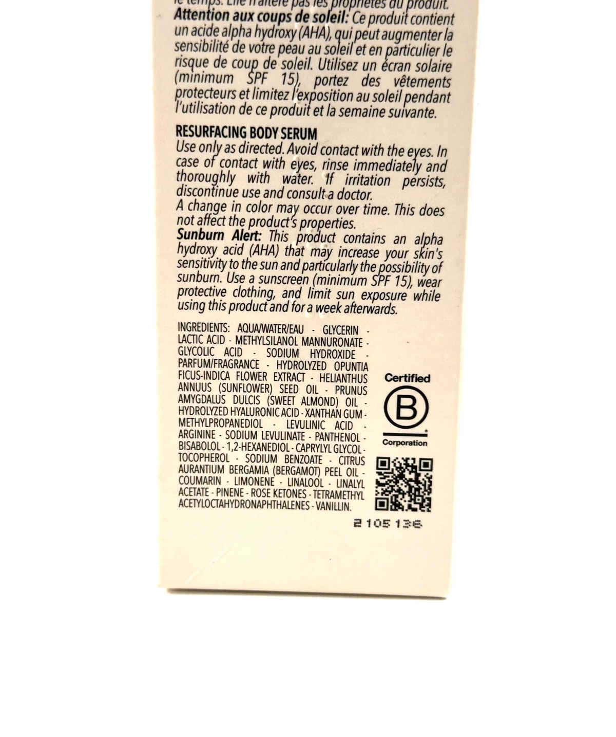 Loccitane Amande Sublime Resurfacing Body Serum, size 100ml — detail