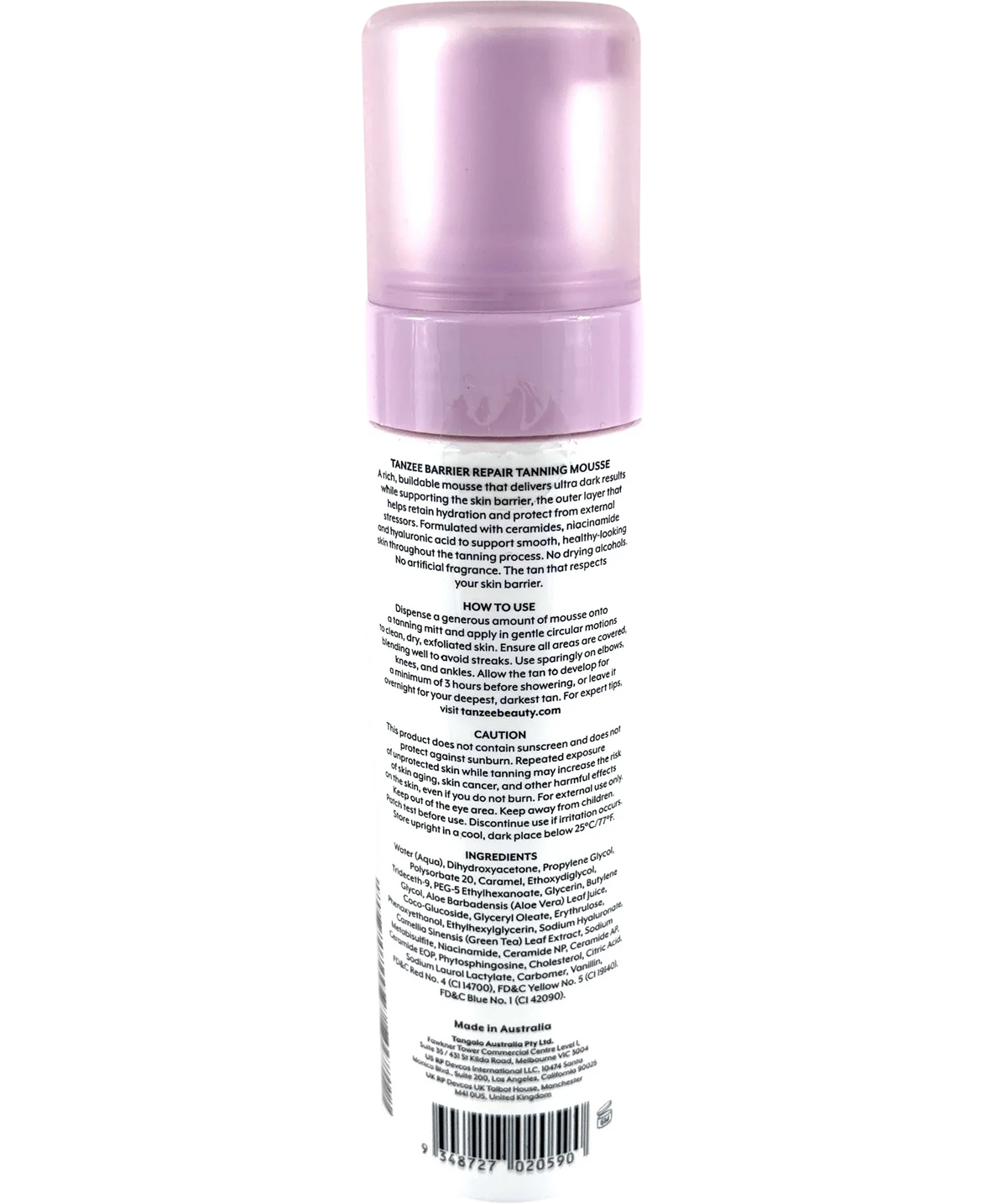 TANZEE ULTRA-DARK BARRIER REPAIR TANNING MOUSSE, size 200ml — back