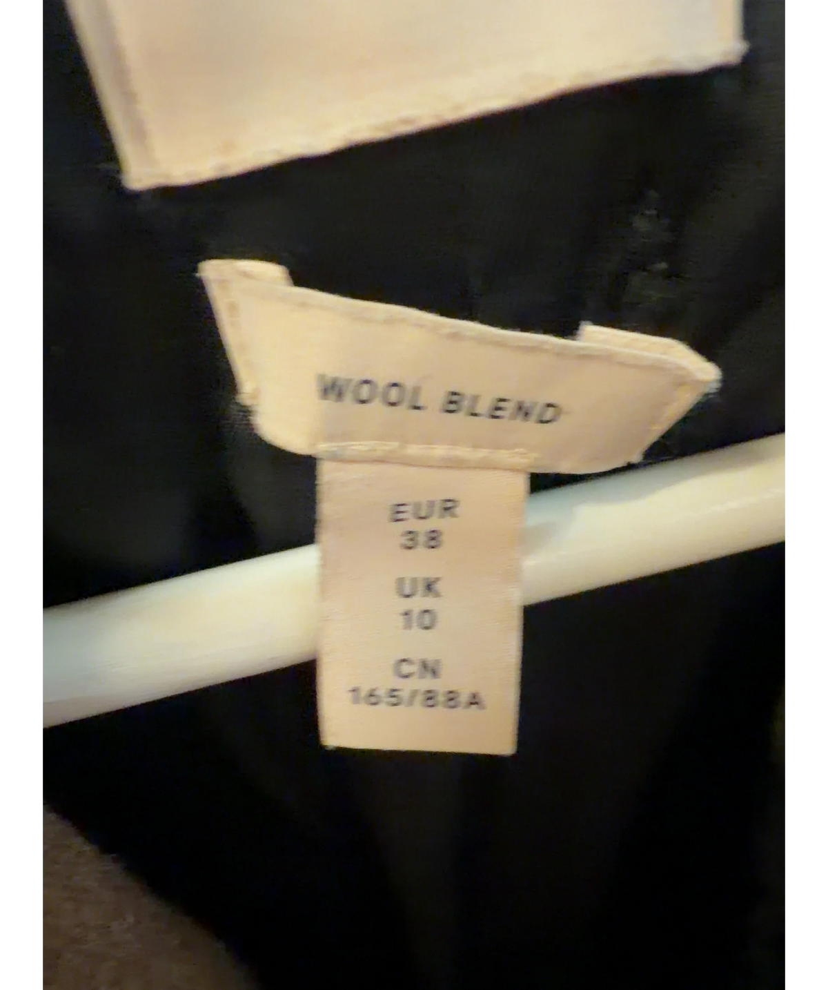 H&M Brown Oversized Wool-Blend Coat, size UK 10 — care label