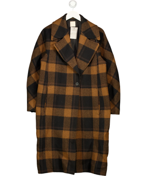 H&M Oversized Wool-Blend Coat Brown And Black UK 10