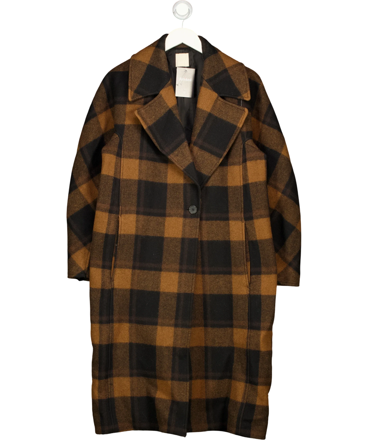 H&M Brown Oversized Wool-Blend Coat, size UK 10 — front