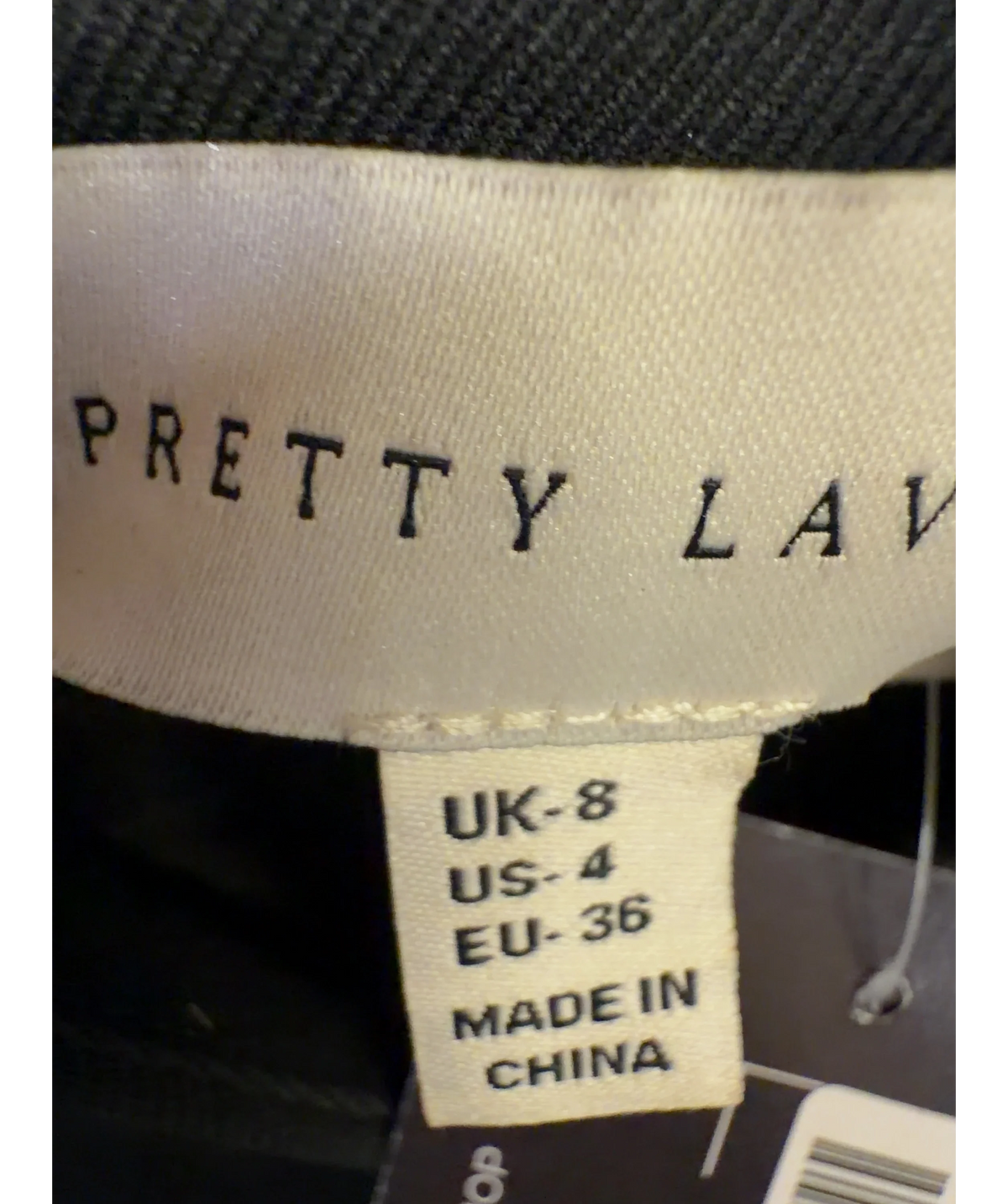 PRETTY LAVISH Black Hollyn Knot Detail Long Sleeve Jacket / Hollyn Knot Stretch-Woven Jacket, size UK 8 — care label