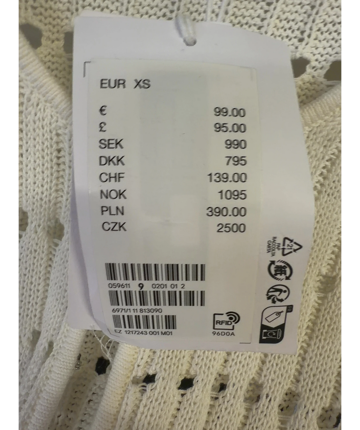& OTHER STORIES Cream Colour, size UK XS — care label