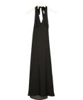 Brave Soul Black halterneck midi dress in black and white micro polka dot print, size UK S — front
