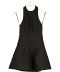 ODD MUSE Black halter pleated mini dress, size UK XXS — front