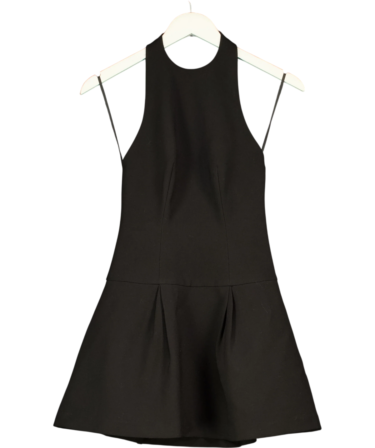 ODD MUSE Black halter pleated mini dress, size UK XXS — front