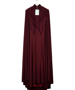Leem Burgundy Fit And Flare Cape Maxi Dress UK 8