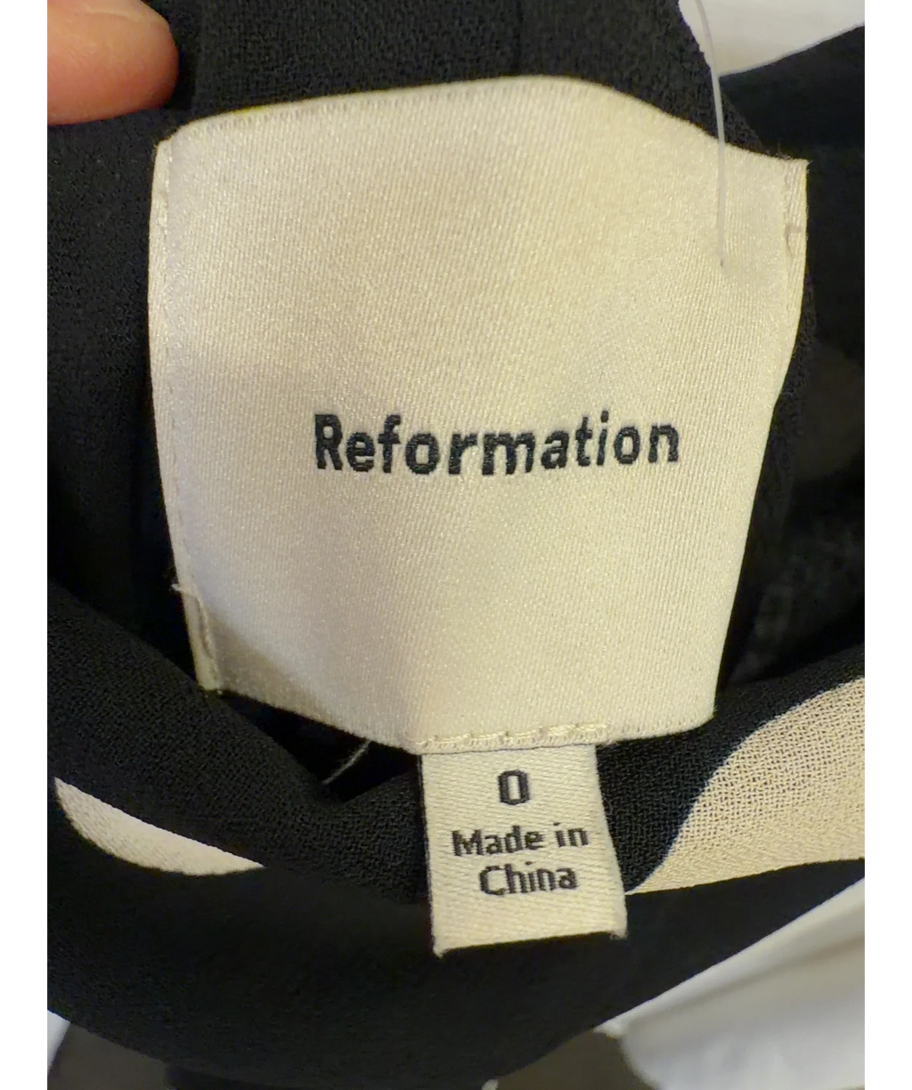 Reformation Black Fredo Midi Dress, size UK 4 — detail