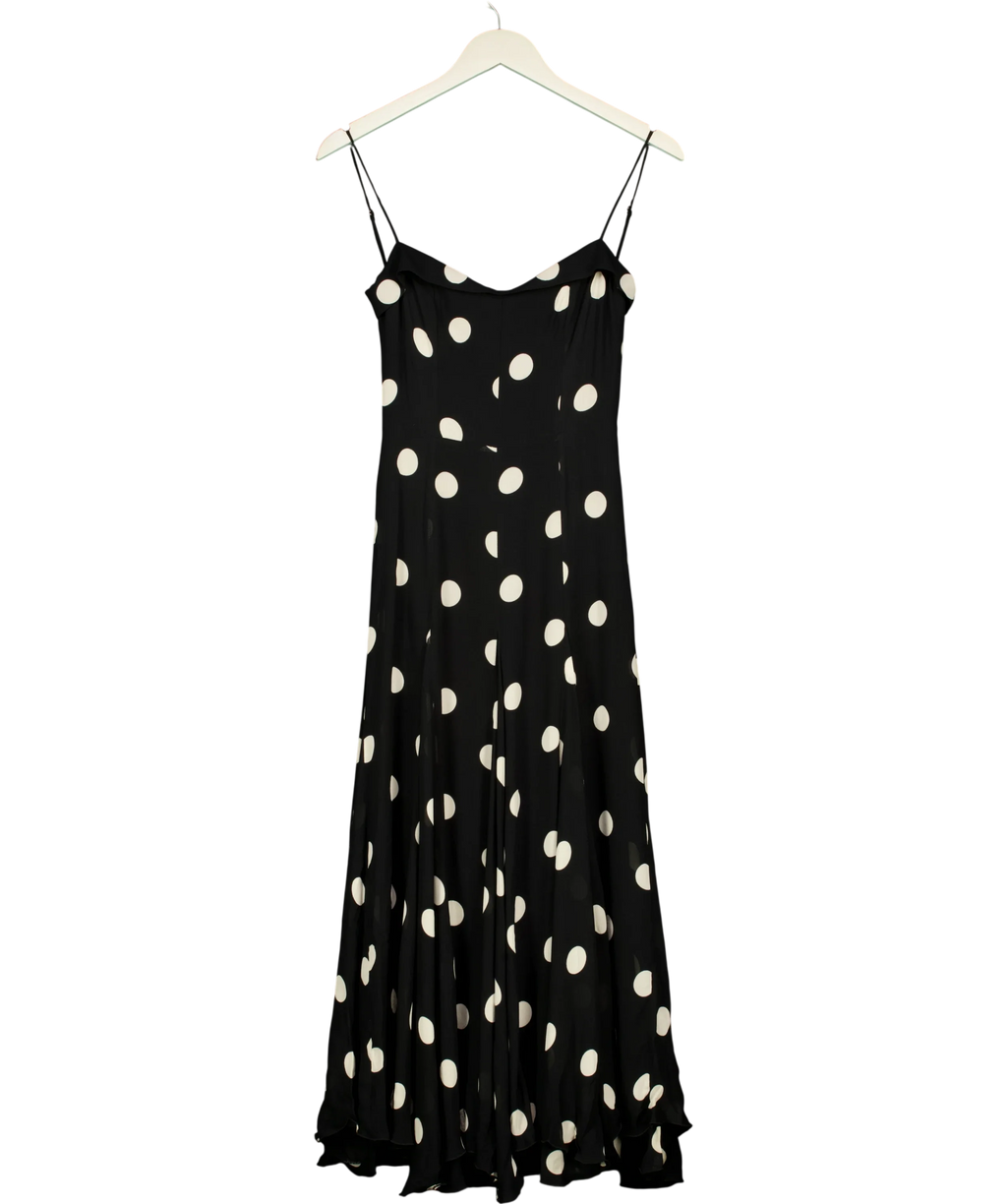 Reformation Black Fredo Midi Dress, size UK 4 — front