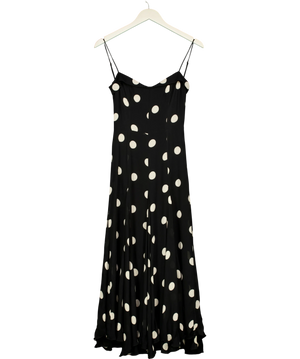 Reformation Fredo Black & White Polka dot Midi Dress SZ0 UK 4 /6