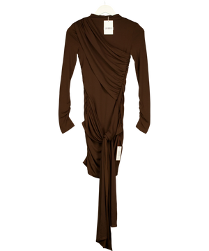 Pretty Lavish Raya Drape Jersey Mini Dress Brown UK 6