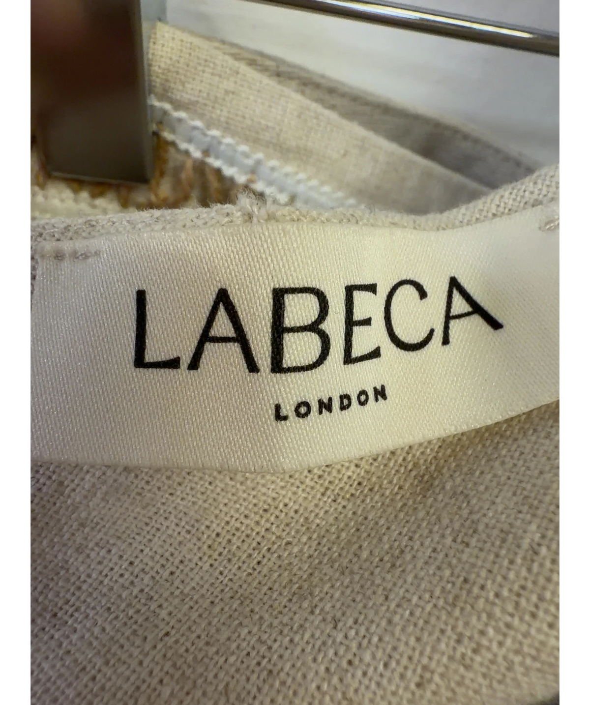 Labeca Beige Sahara Cotton One Shoulder Top and Sahara Cotton Pants, size UK S — detail