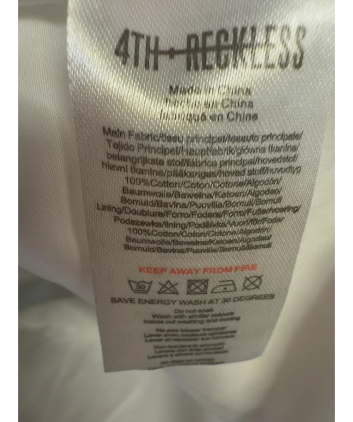 4th & Reckless White Colour, size UK 6 — label