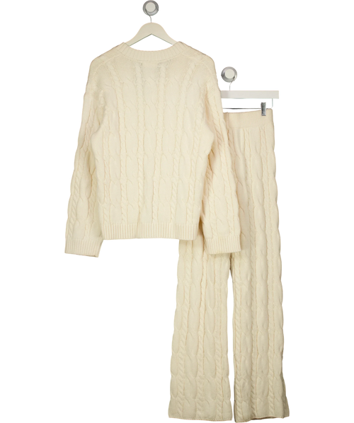 4th & Reckless Cream cable knit v-neck jumper and wide-leg trousers co-ord, size UK 8 — back