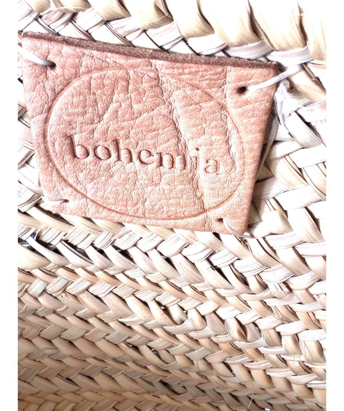 bohemia Beige Raffia Fringed Basket — care label