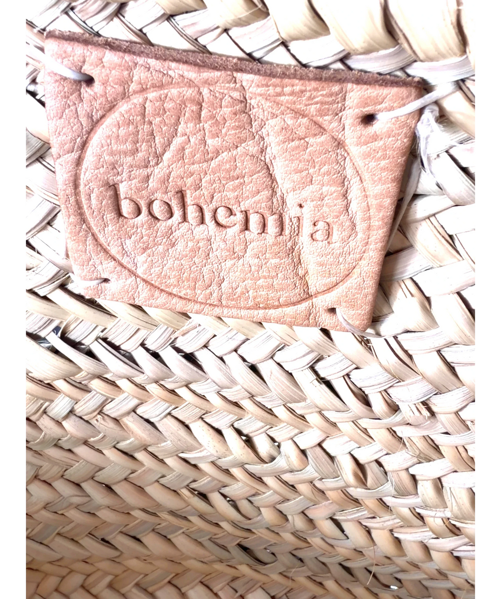 bohemia Beige Raffia Fringed Basket — fabric detail