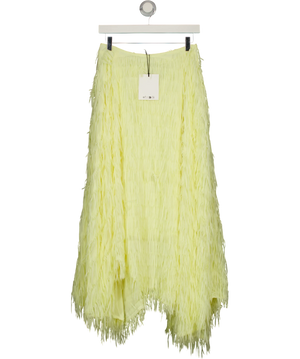 Arrange Fringe Texture Asymmetric Maxi Skirt in Soft Yellow  Uk 8