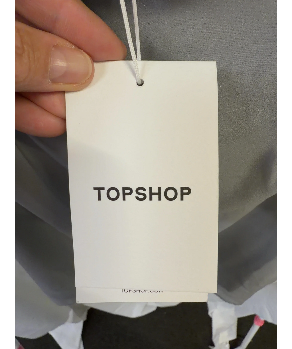 TOPSHOP Grey Organza 90s Length Skirt, size UK 8 — detail