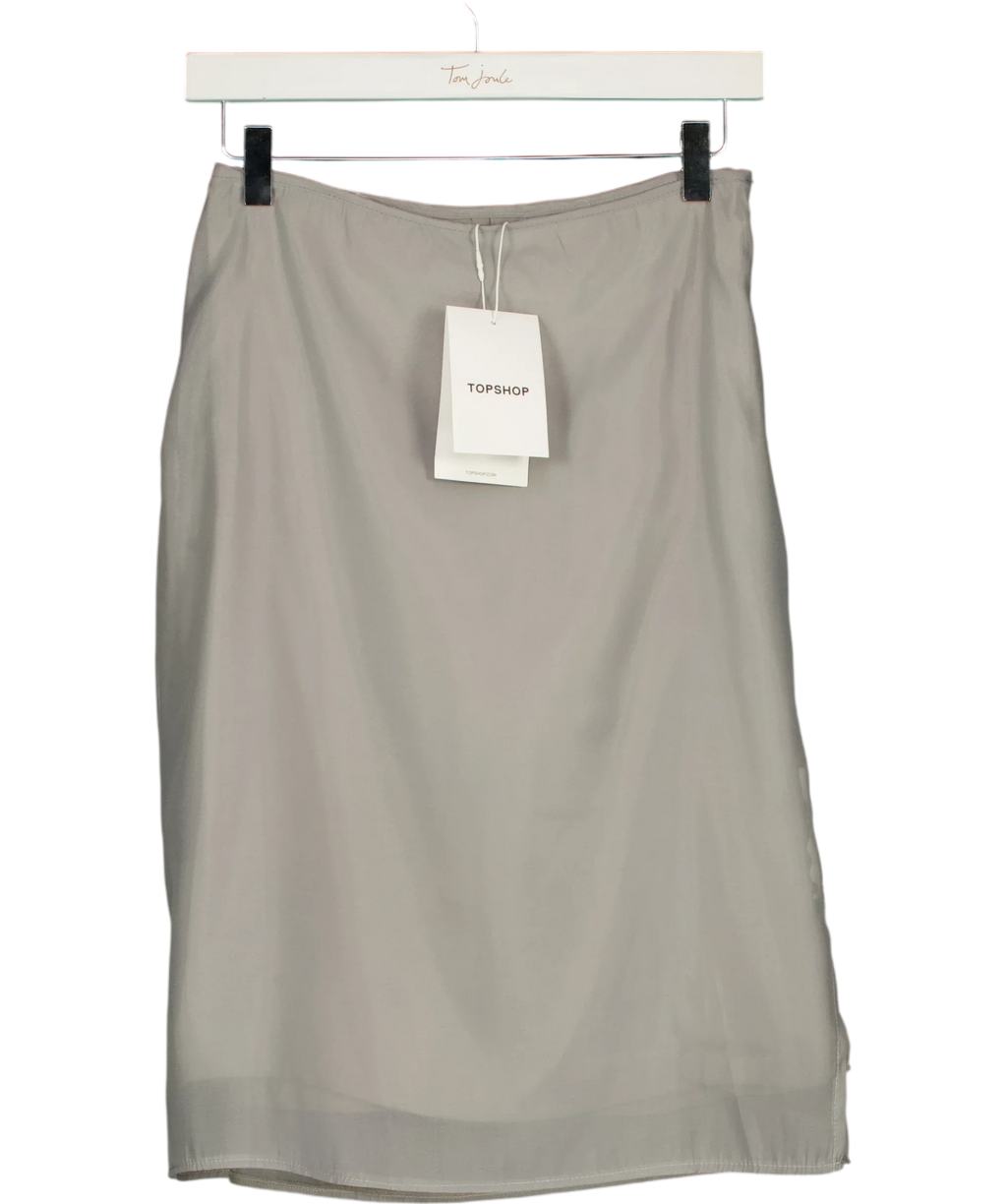 TOPSHOP Grey Organza 90s Length Skirt, size UK 8 — front