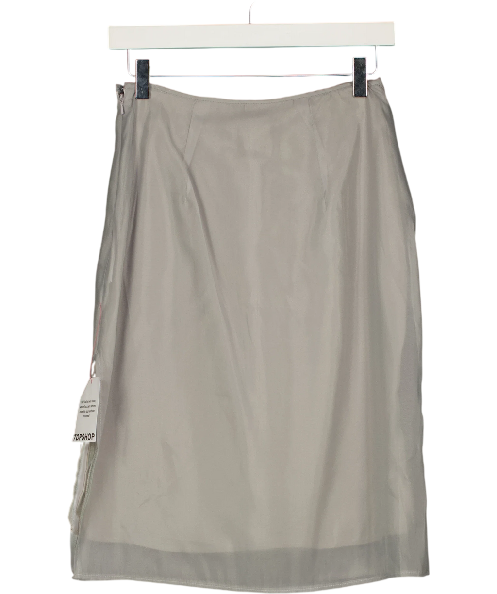TOPSHOP Grey Organza 90s Length Skirt, size UK 8 — back