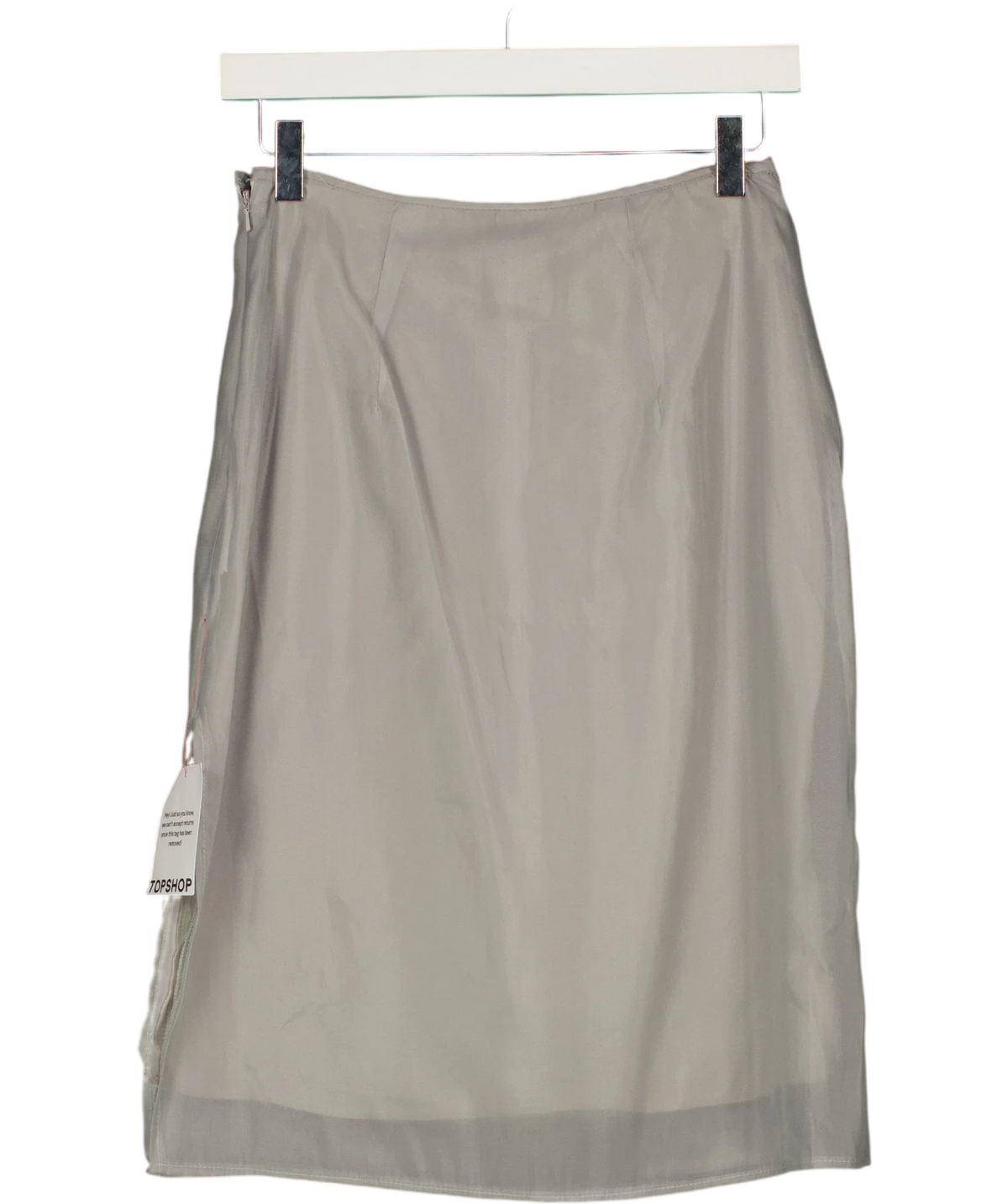 TOPSHOP Grey Organza 90s Length Skirt, size UK 8 — back