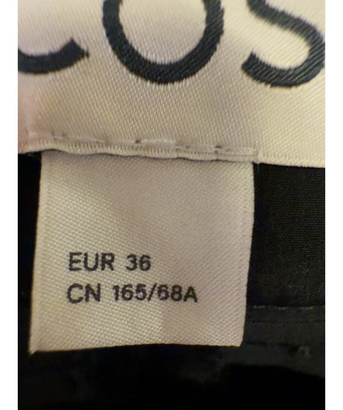 cos Black Colour, size UK 8 — care label