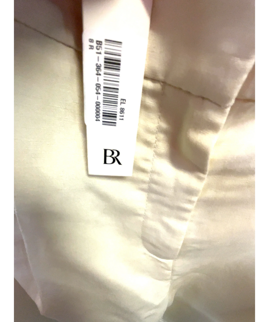 banana republic Cream Lena Wide-Leg Linen-Blend Trousres, size UK 8 — detail